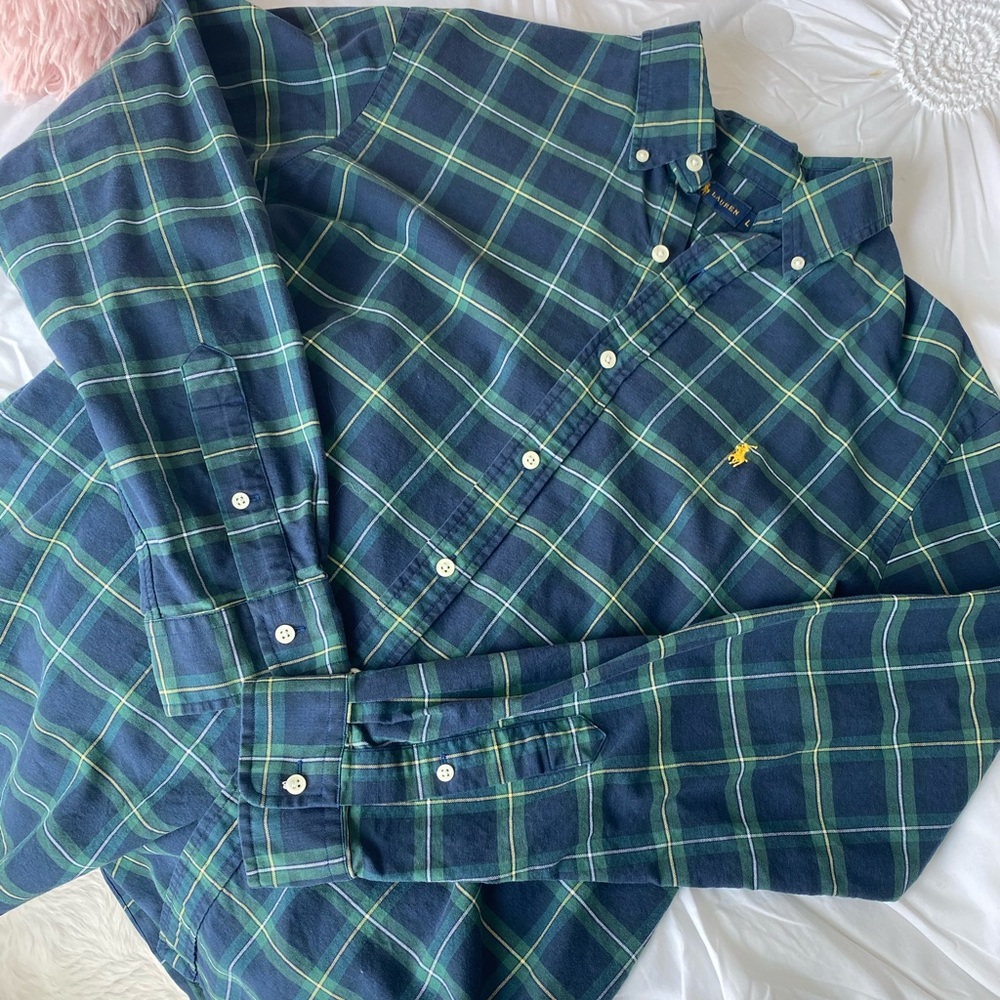 Ralph Lauren Men’s Green Plaid Button Down L
